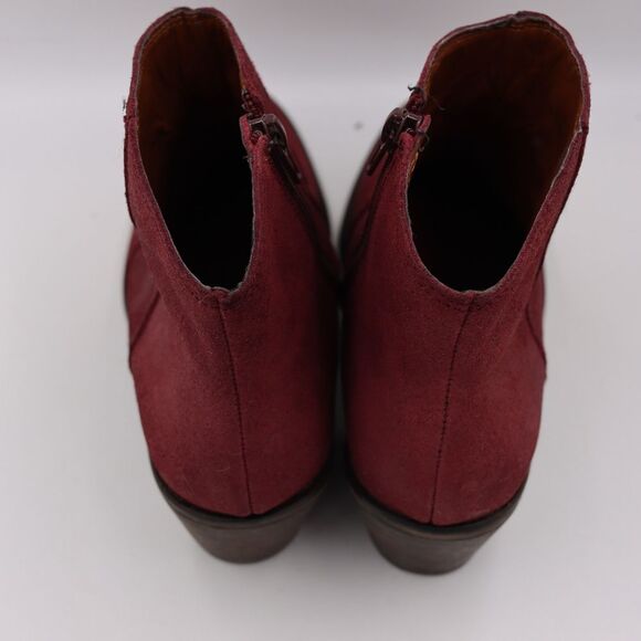 Lucky Brand Red Suede Ankle Booties 7.5 Boho Western Fall Western Winter Look - Picture 12 of 13